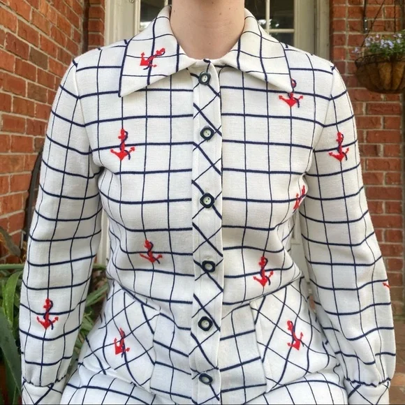 Vintage 60s Nautical Embroidered Sweater Jacket - Picture 1 of 11